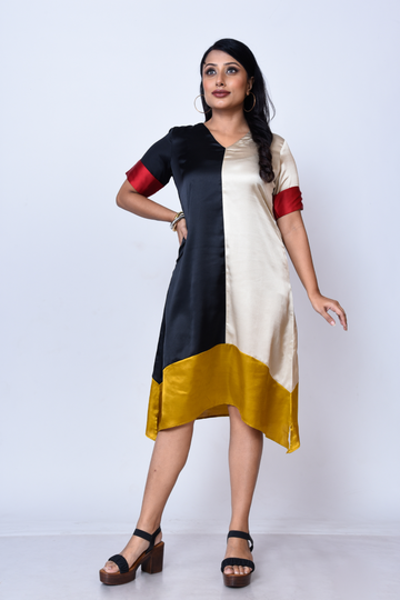 Color Blocking V-neck dress