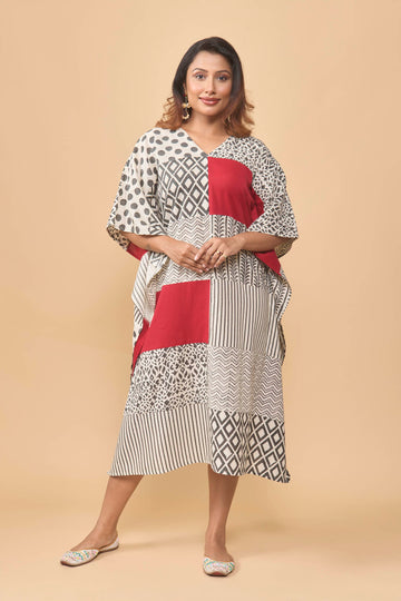 Hand block printed kaftan dress