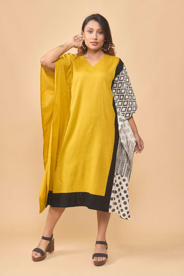 Hand block printed kaftan dress