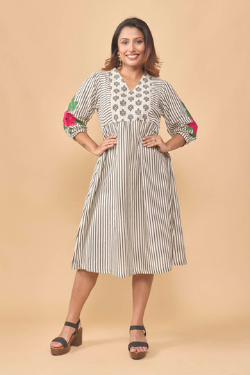 Flex cotton hand block printed dress