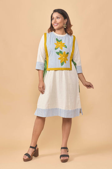 Flex cotton dress with apron jacket