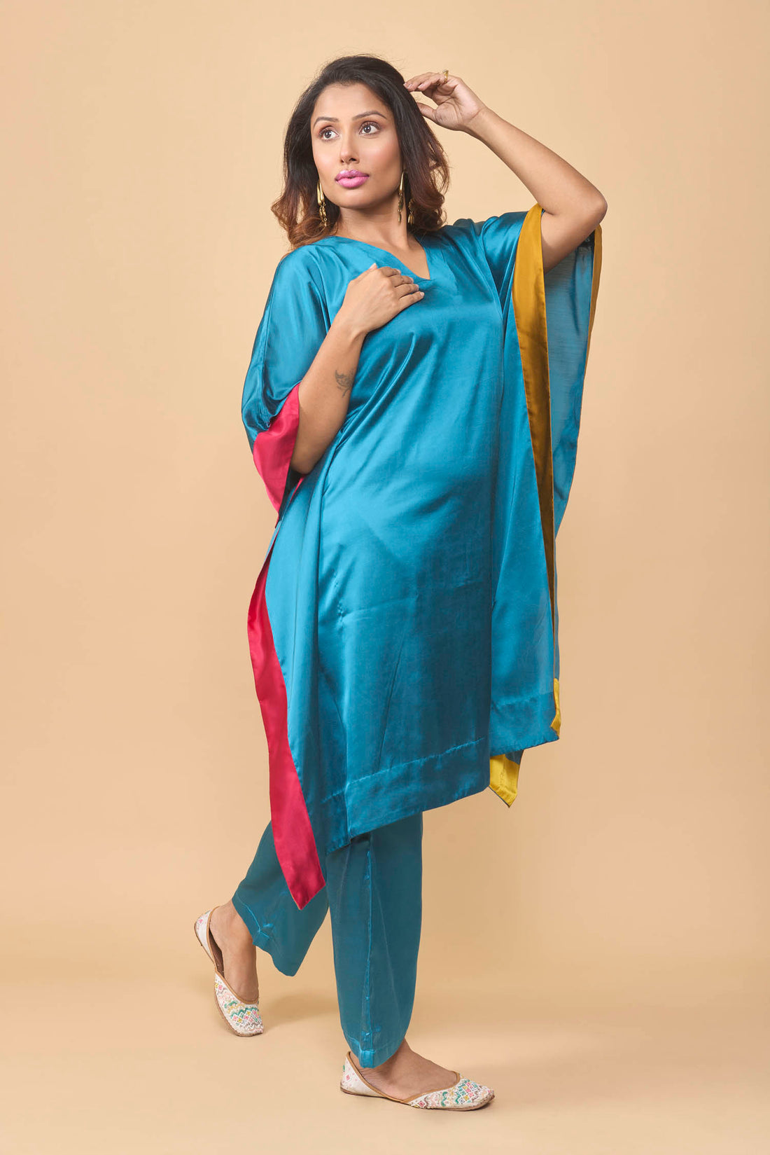 Soft satin kaftan style two piece set