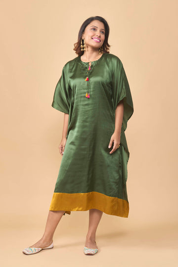 Soft satin kaftan style dress