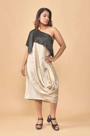 Soft satin one shoulder dress