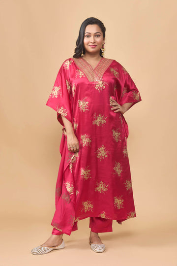 Soft satin kaftan style two piece set