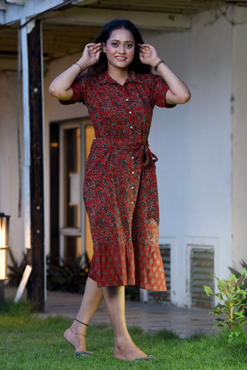 Shirt style Dress with Tie-Up Belt