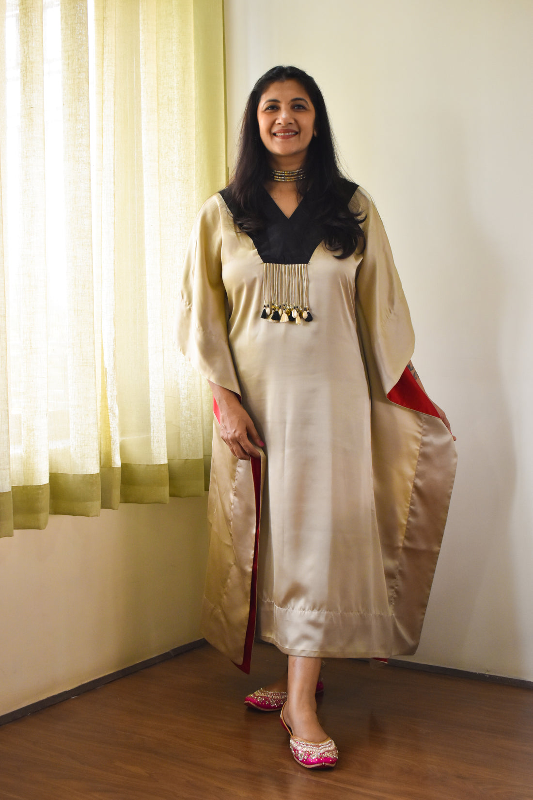 Soft satin kaftan style dress