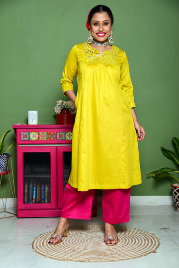 Mirror Embroidery Ethnic Outfit with Pant