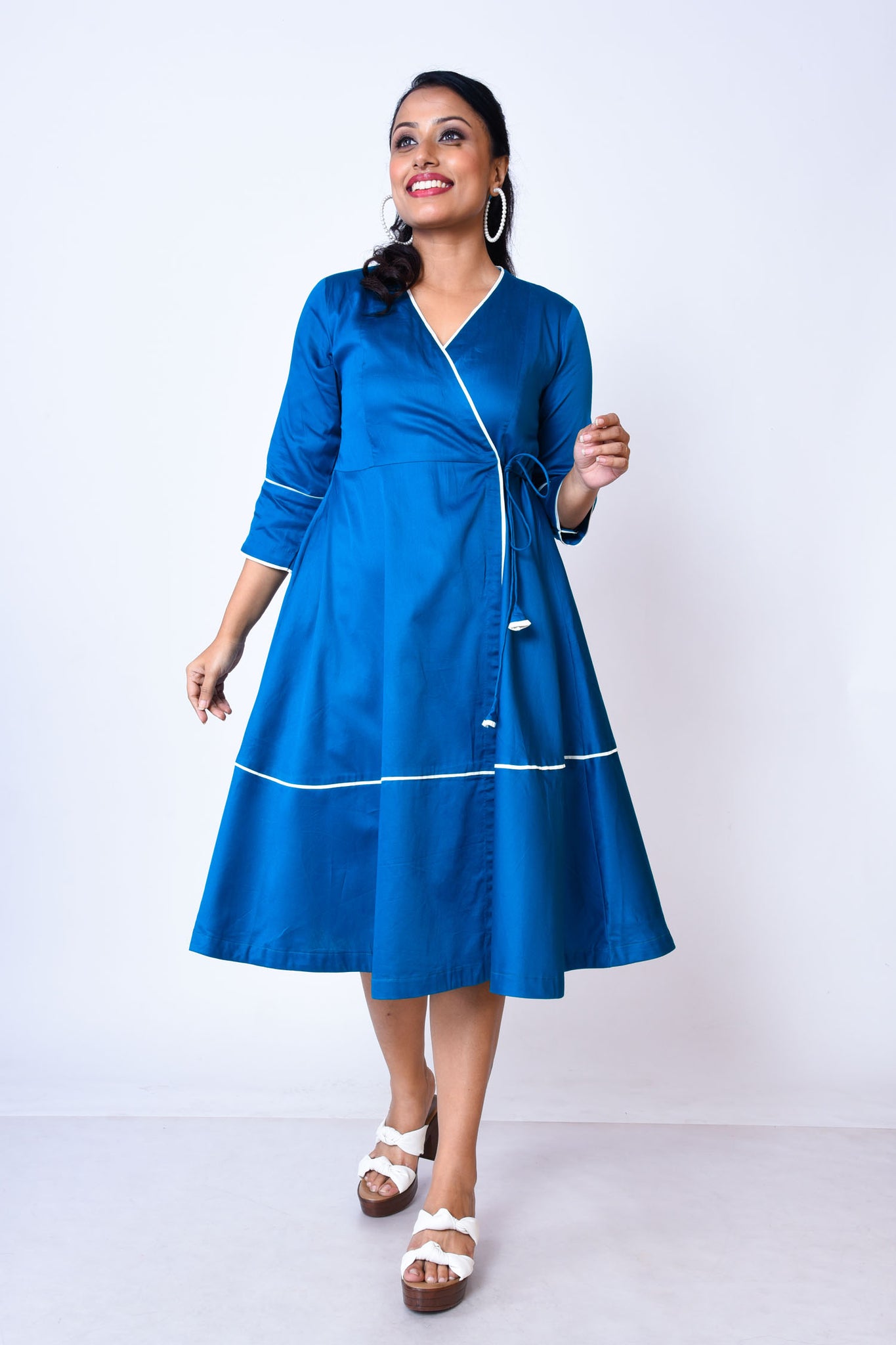 Soft Cotton overlaping style tie-up dress