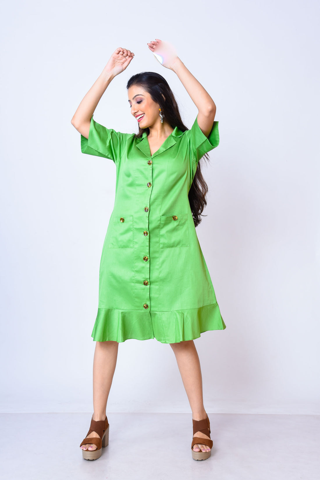 Soft Cotton  front open buttoned dress