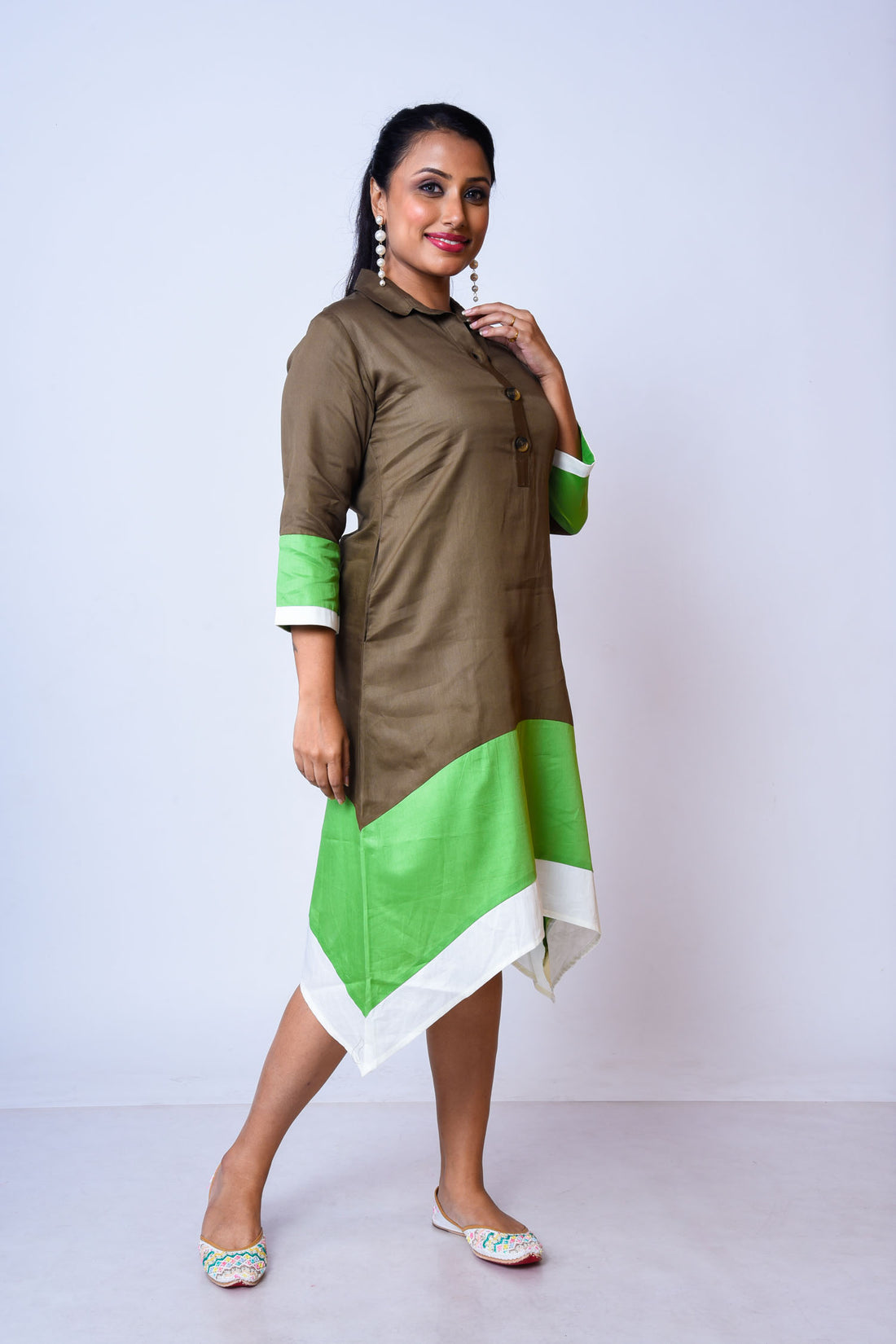 Soft Cotton side asymmetrical  dress