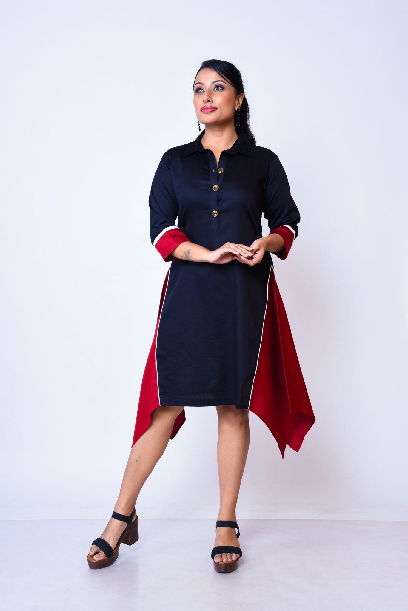 Soft Cotton side assymetrical dress