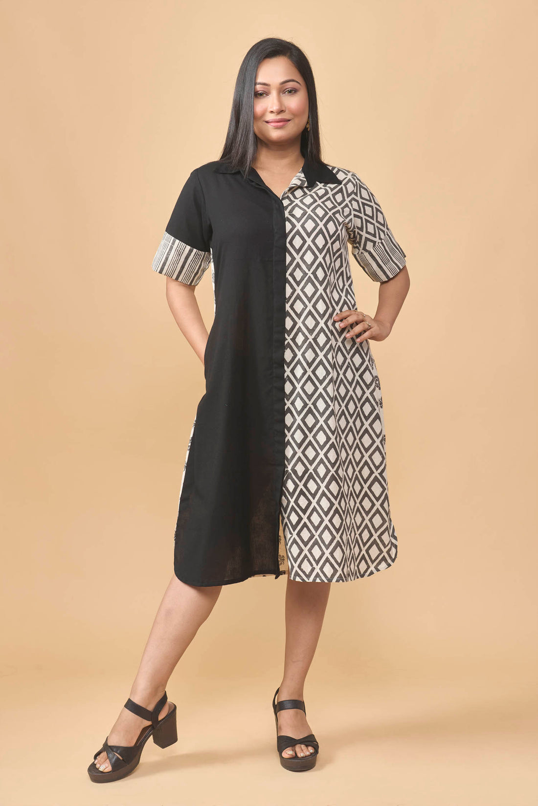 Flex cotton hand block printed dress