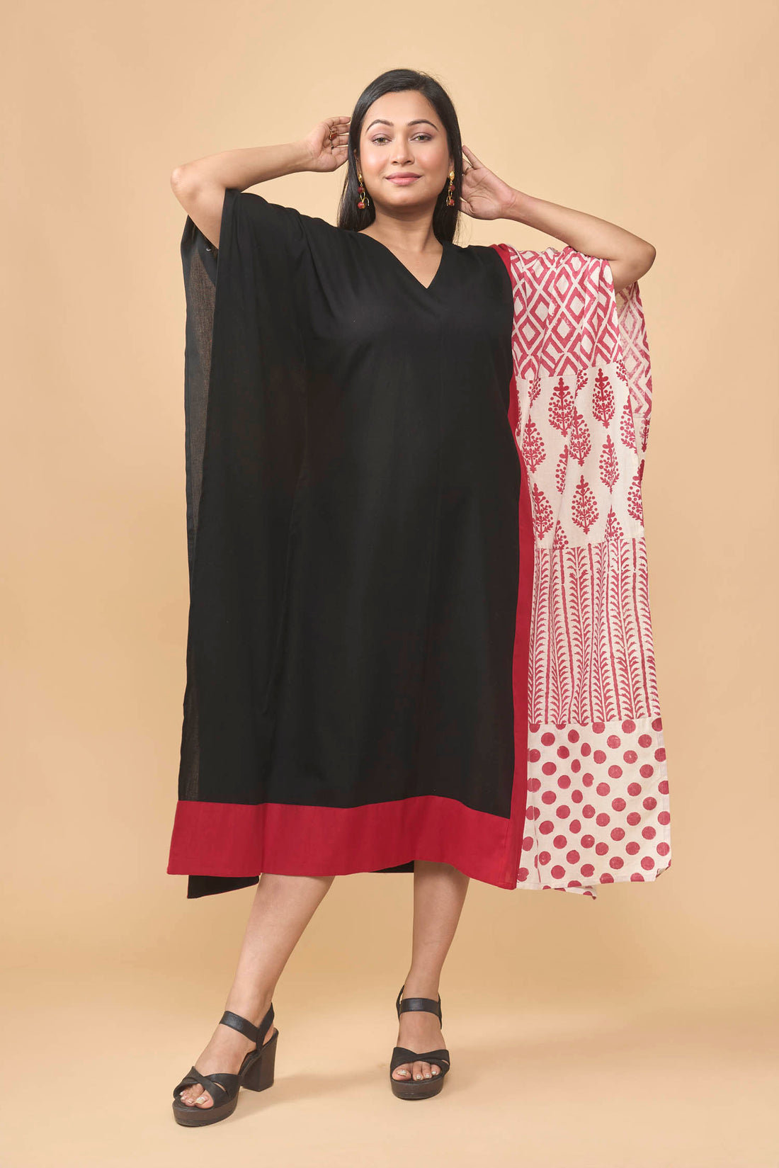 Hand block printed kaftan dress