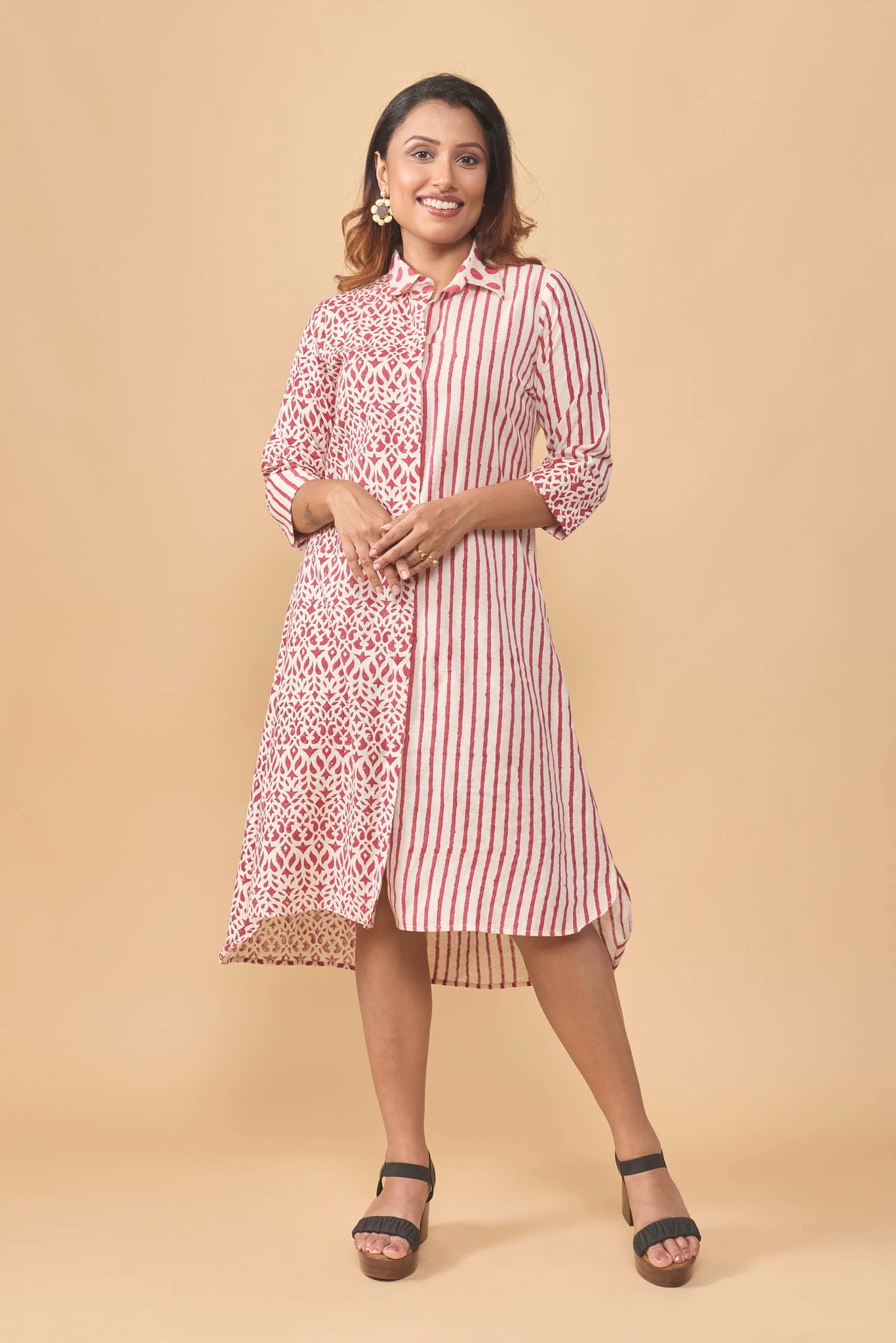Flex cotton hand block printed dress