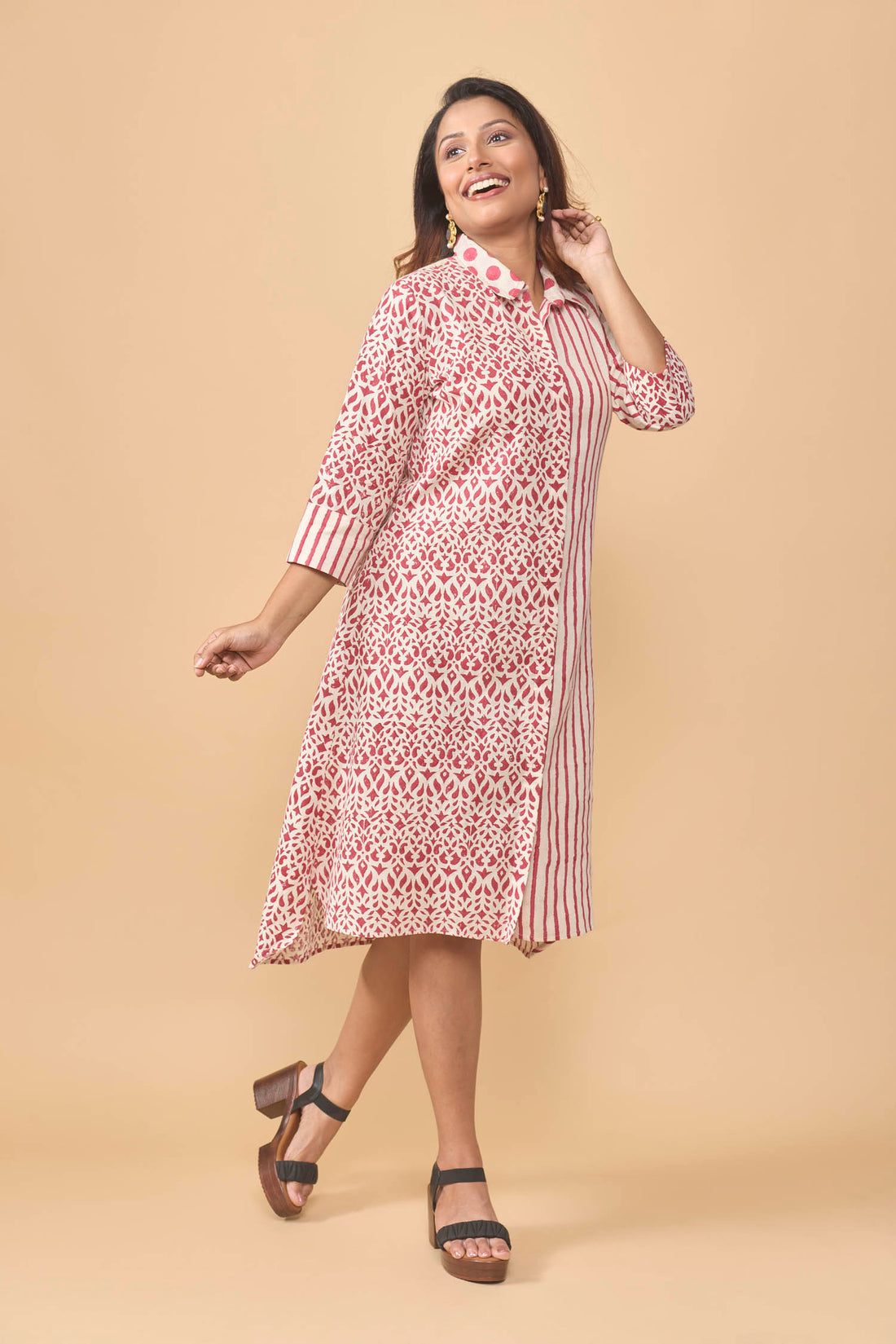 Flex cotton hand block printed dress