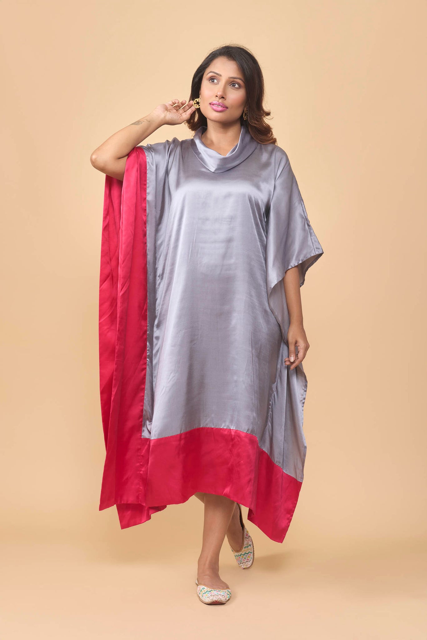 Colour block kaftan dress