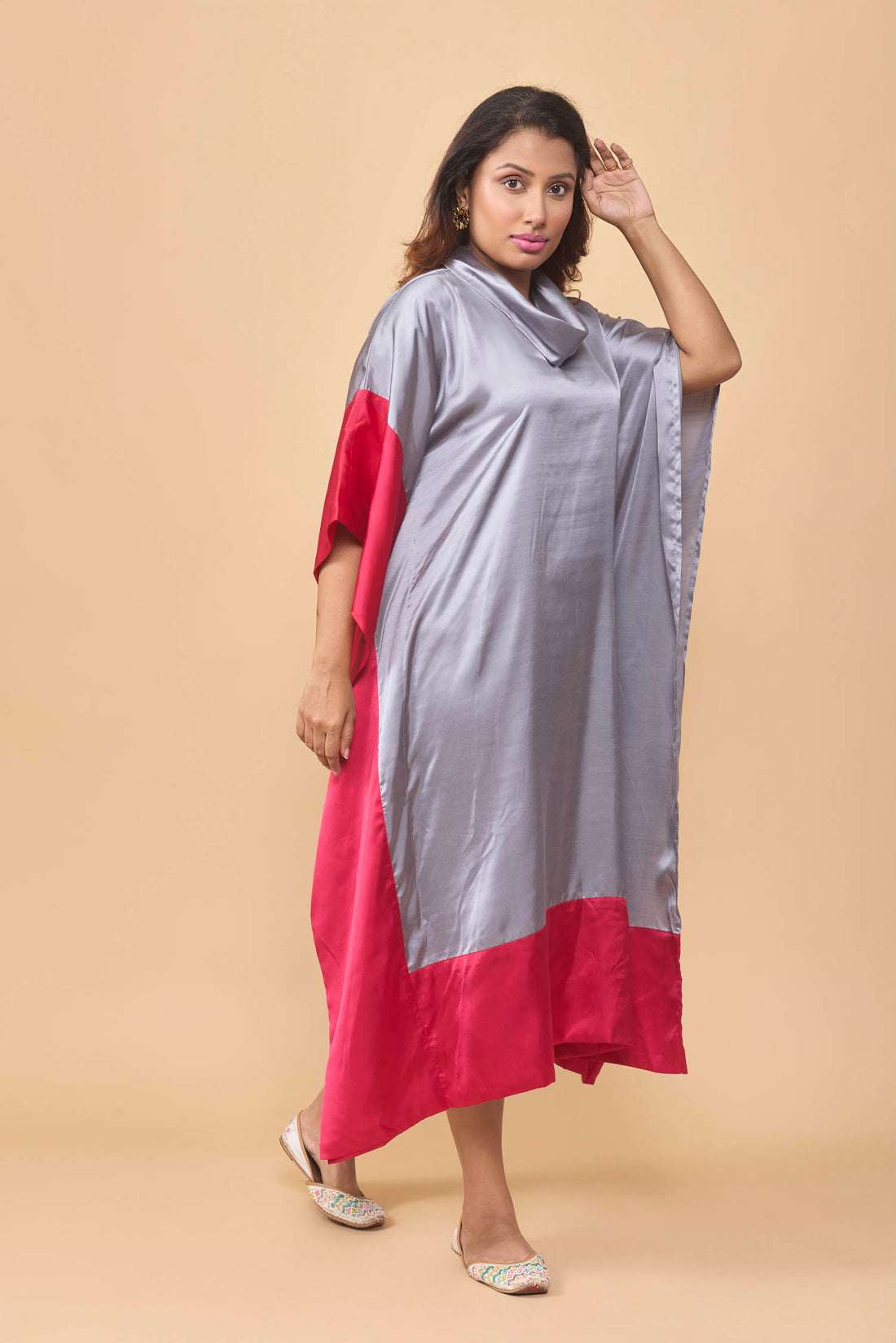 Colour block kaftan dress