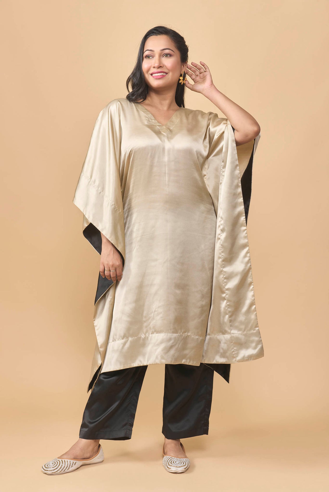 Soft satin kaftan style two piece set