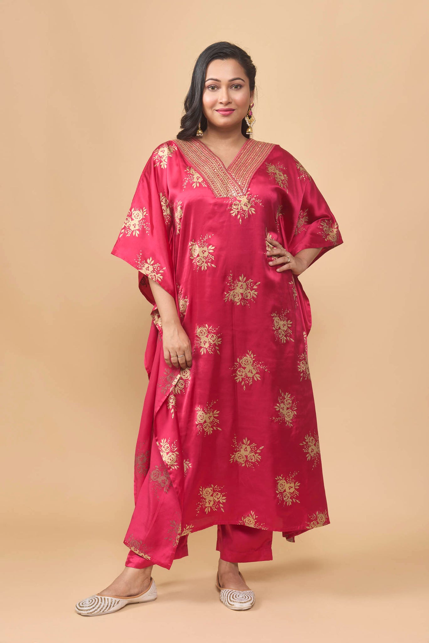 Soft satin kaftan style two piece set