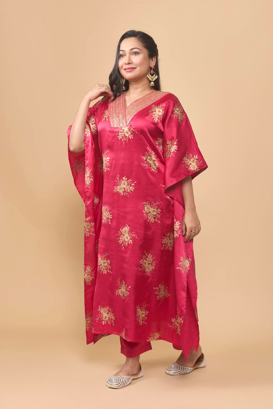 Soft satin kaftan style two piece set