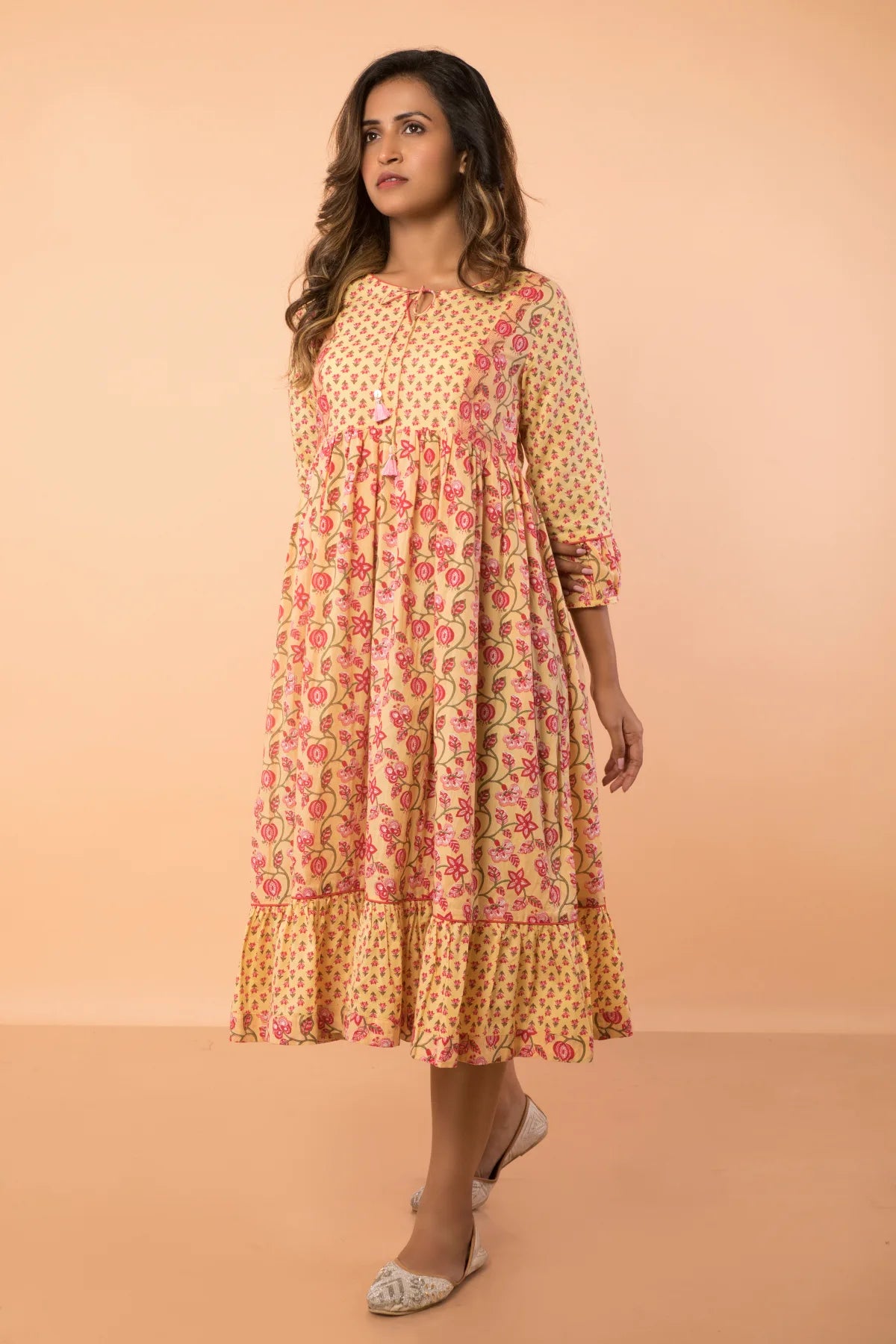 Double Print Pure Cotton Flared Dress
