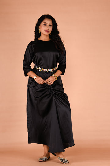 Black Two piece set with belt