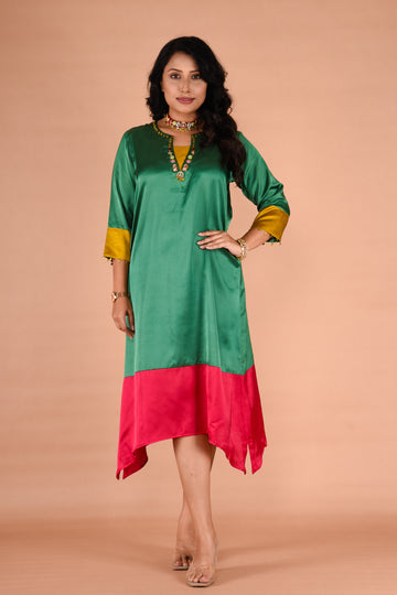 A-Line tail cut dress with metal motifs detailing