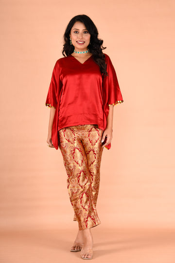 Maroon colored Kaftan style top (only top)