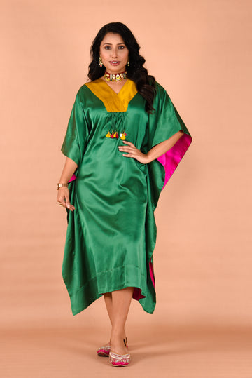 Stylish kaftan dress with tassel detailing at neck