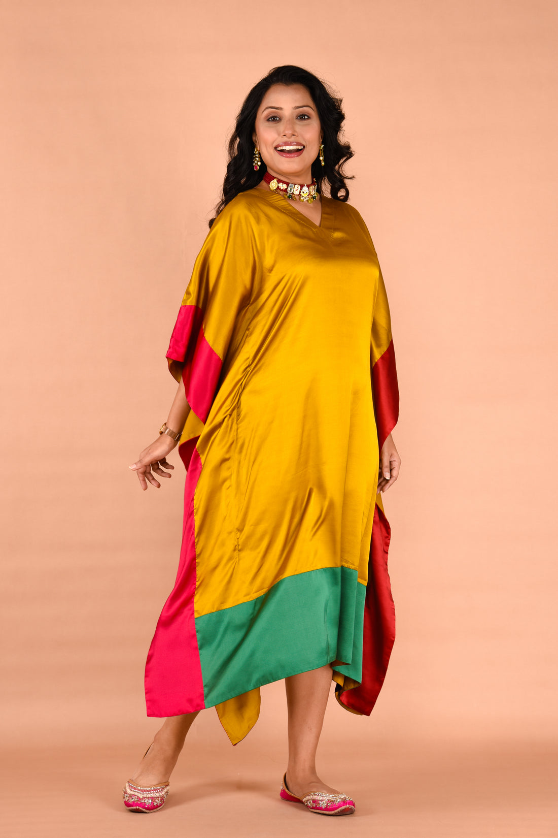 Color Blocking Kaftan dress