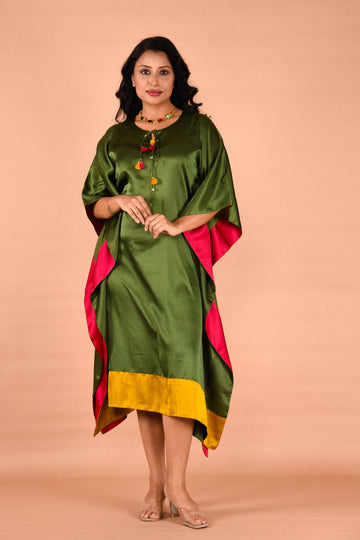 Stylish kaftan color block dress