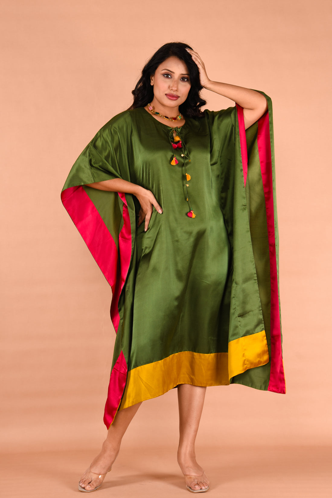 Stylish kaftan color block dress
