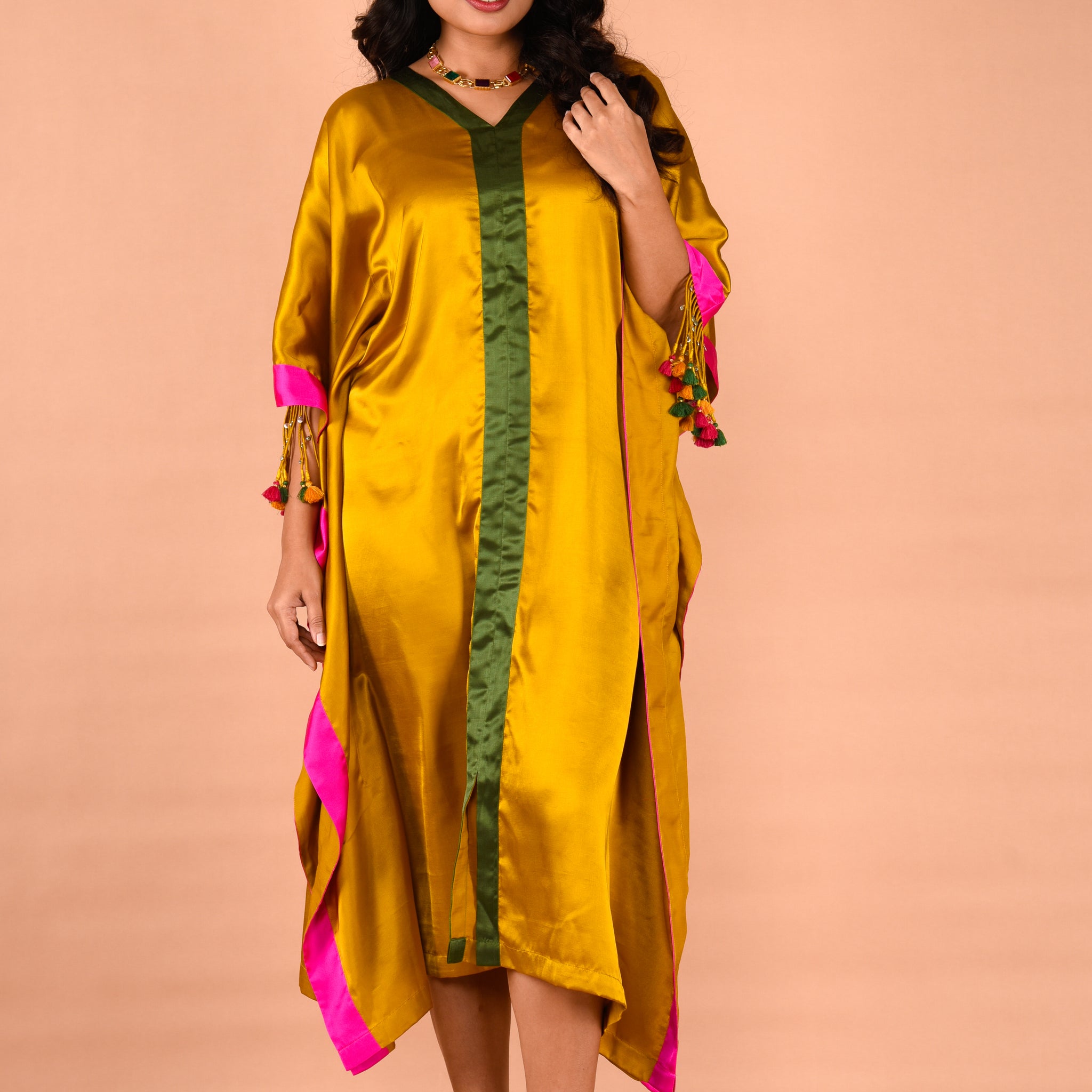Stylish kaftan dress with tassel detailing