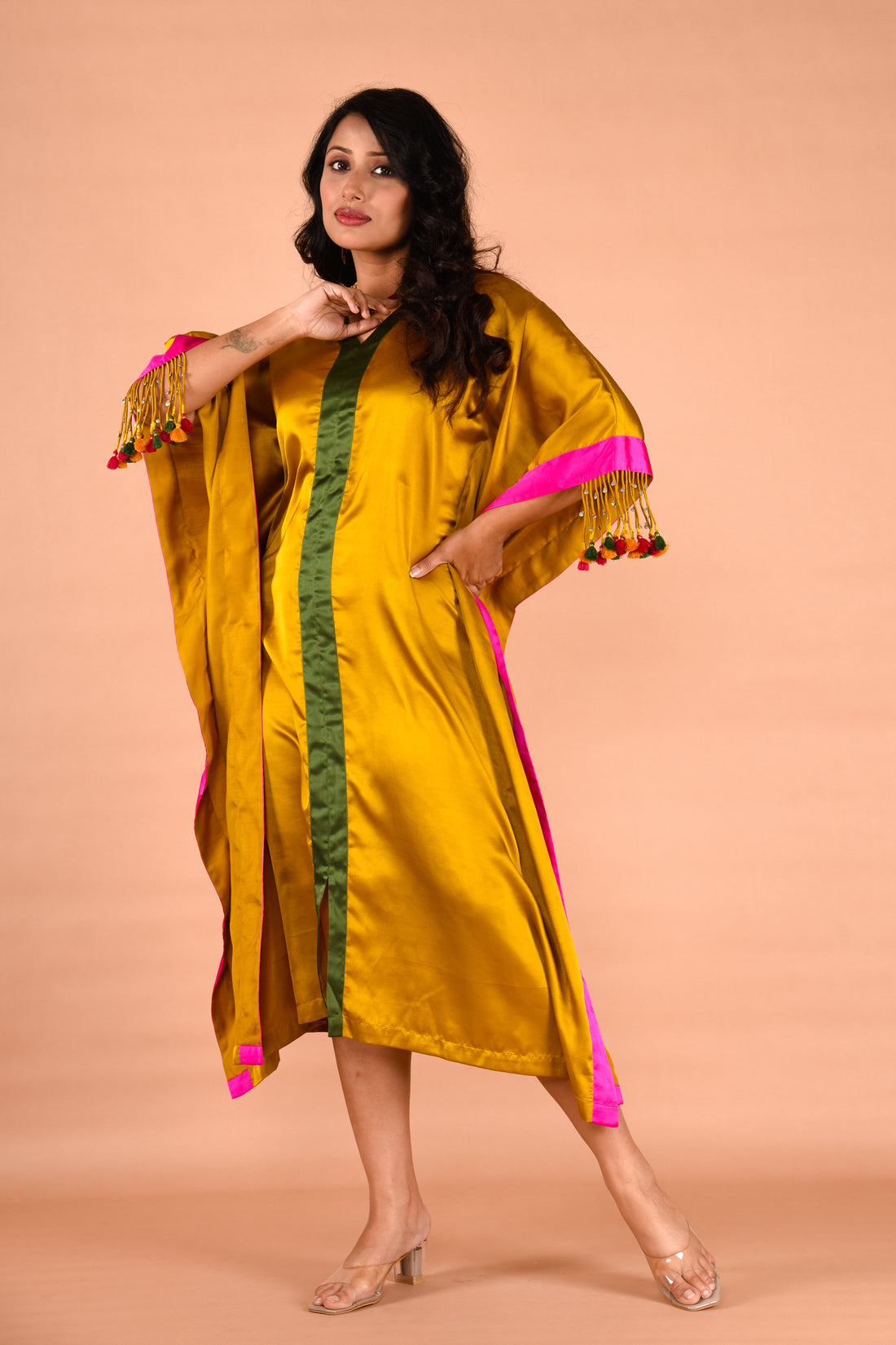 Stylish kaftan dress with tassel detailing