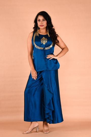 Two piece Royal blue colored stylish outfit
