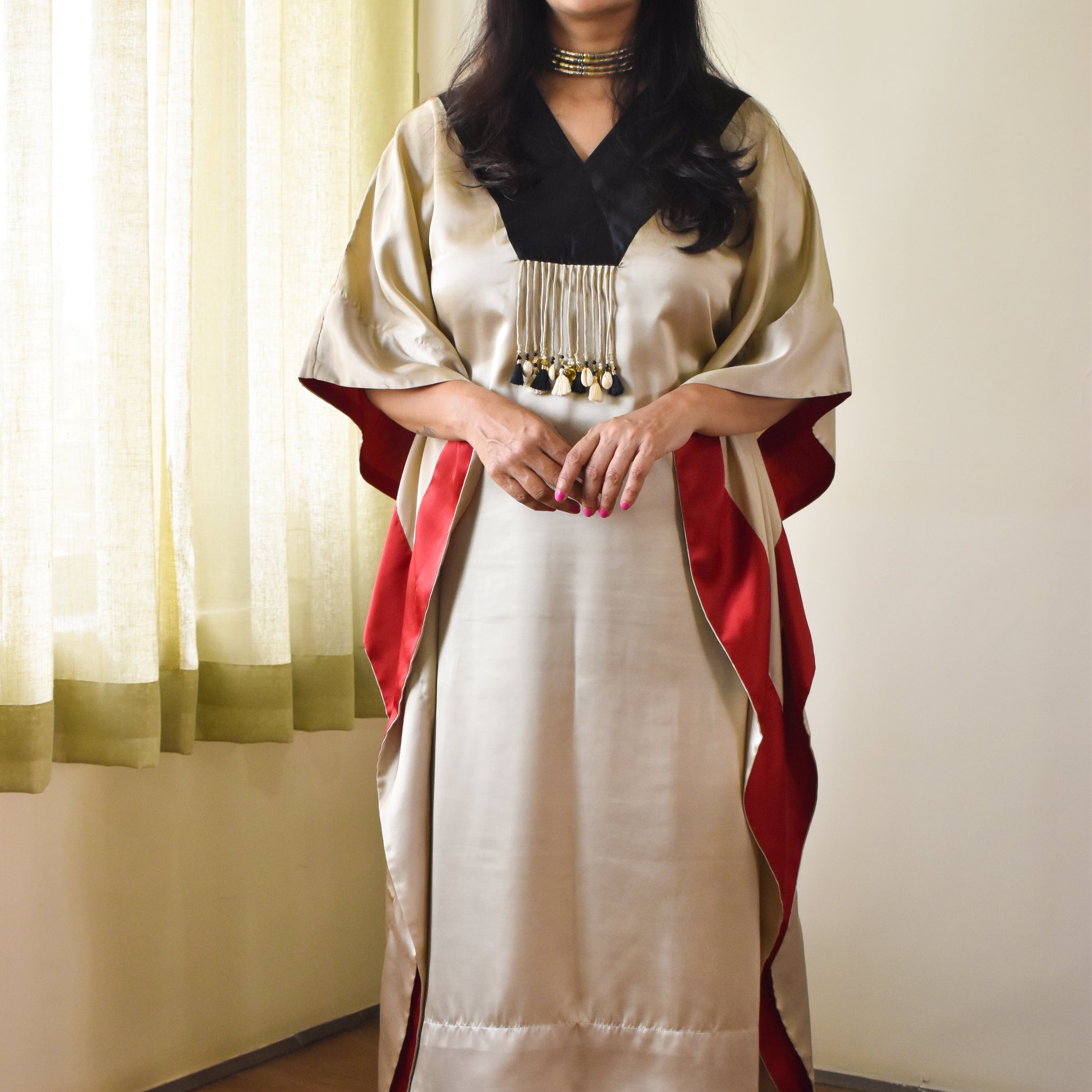 Soft satin kaftan style dress