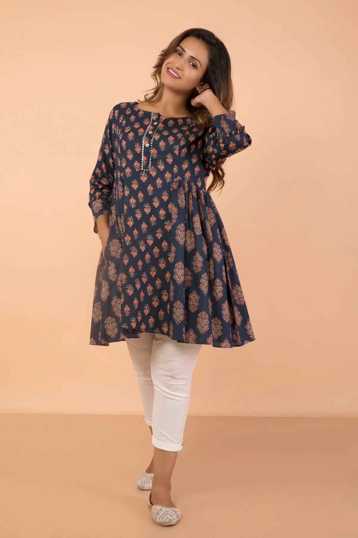 Side Gathered Double Print Tunic